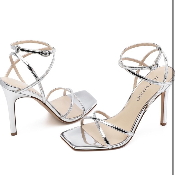 Strappy High Stiletto Heels, Ankle Strap Heeled Sandals  Square Open Toe Heels - Picture 7 of 7